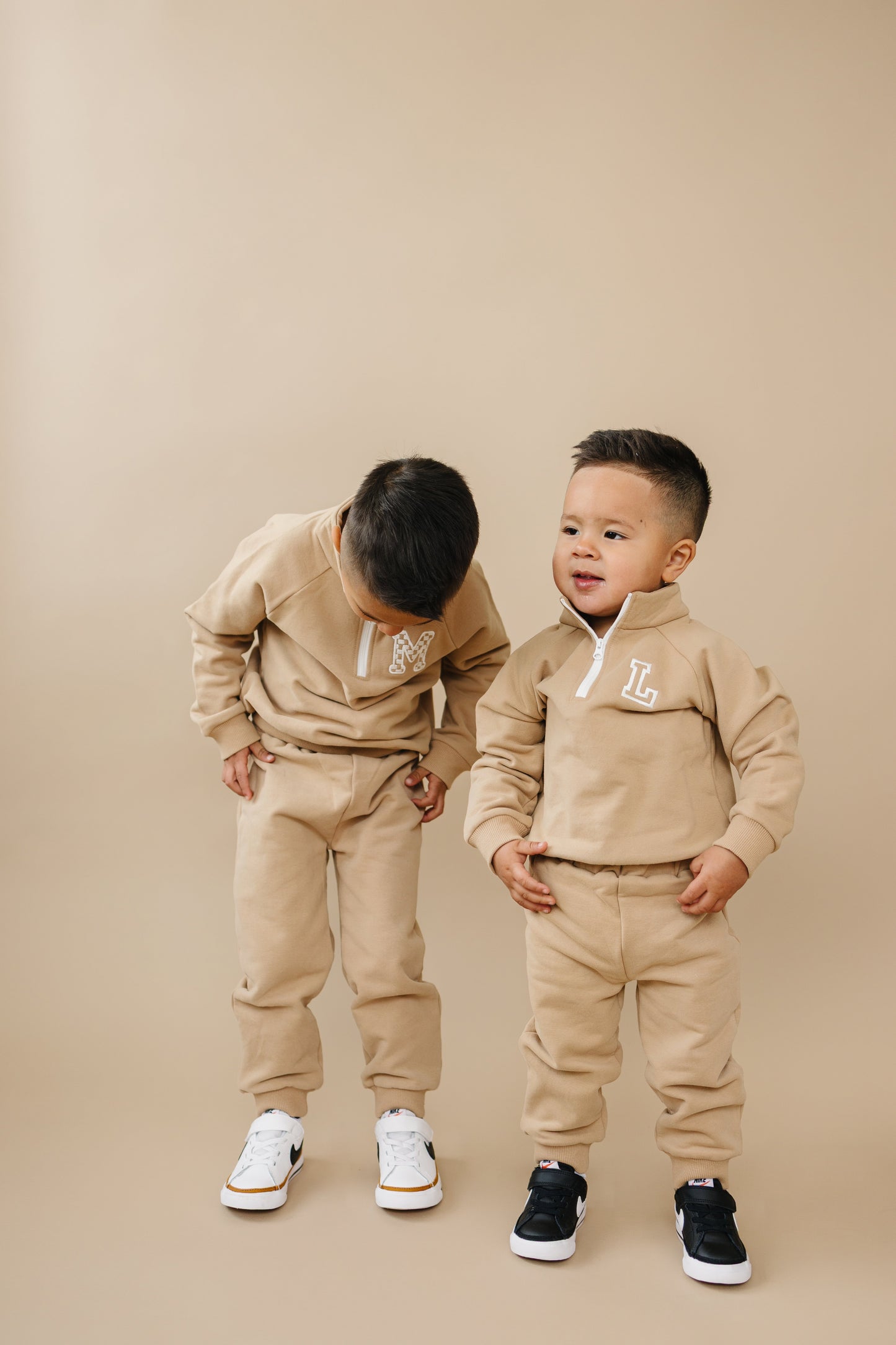 Organic Cotton Quarter-Zip Set - Tan