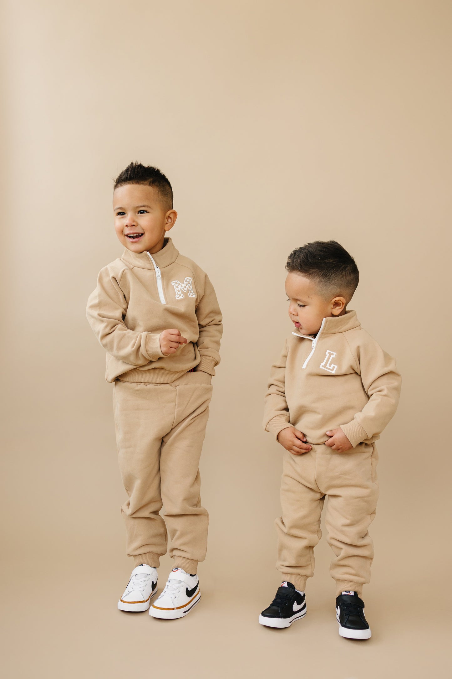 Organic Cotton Quarter-Zip Set - Tan