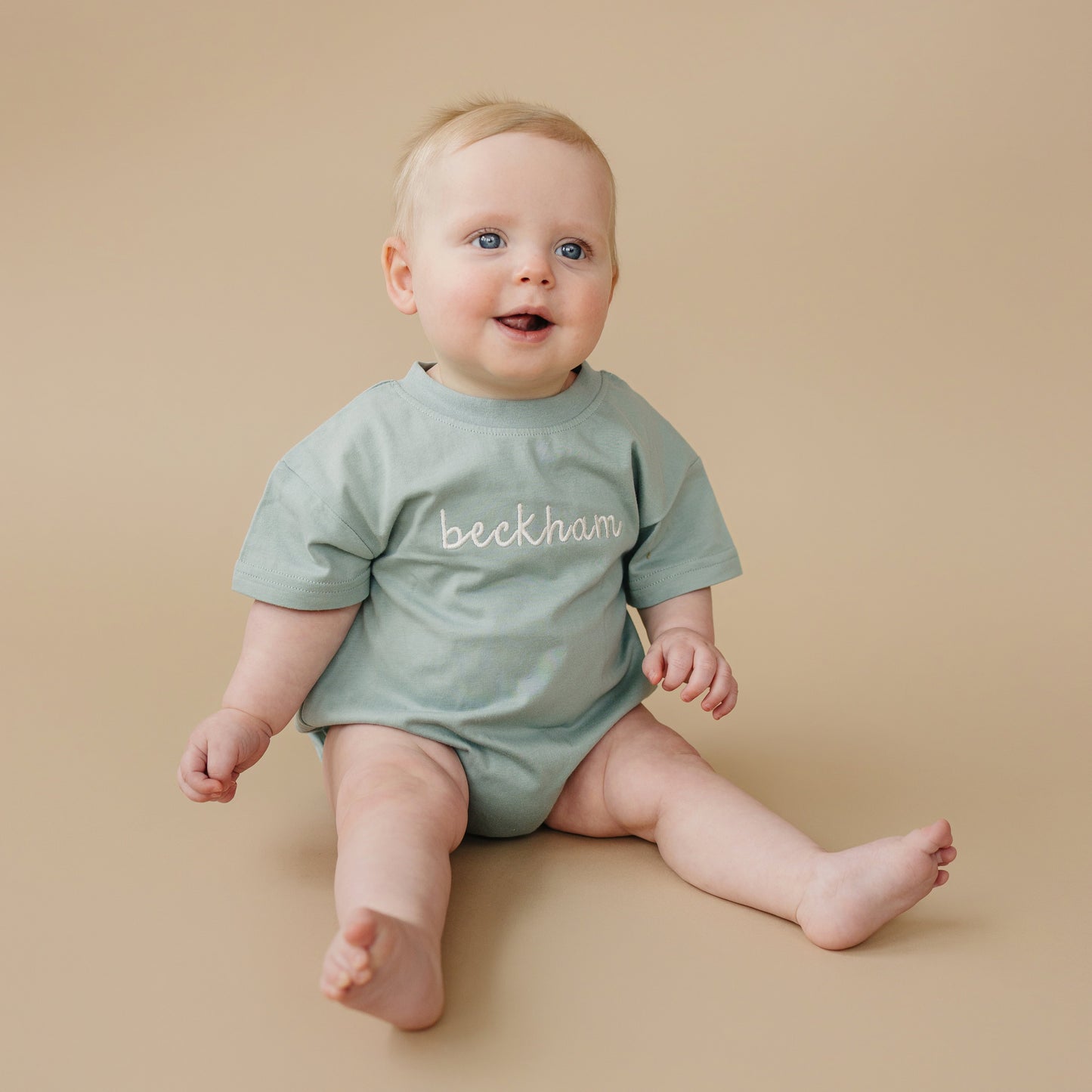 Organic Cotton Colorblock T-Shirt Romper - Teal
