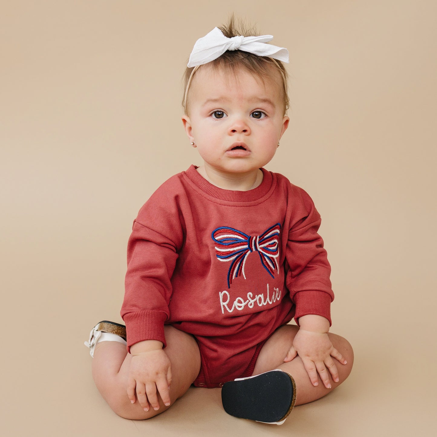 Sweatshirt Bubble Romper - Red or Green