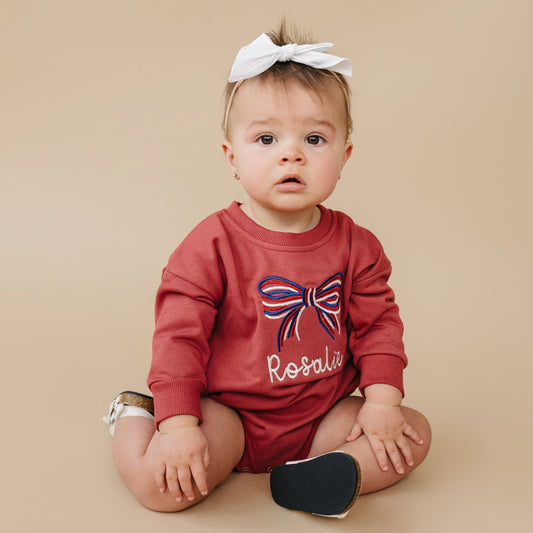 Sweatshirt Bubble Romper - Red or Green