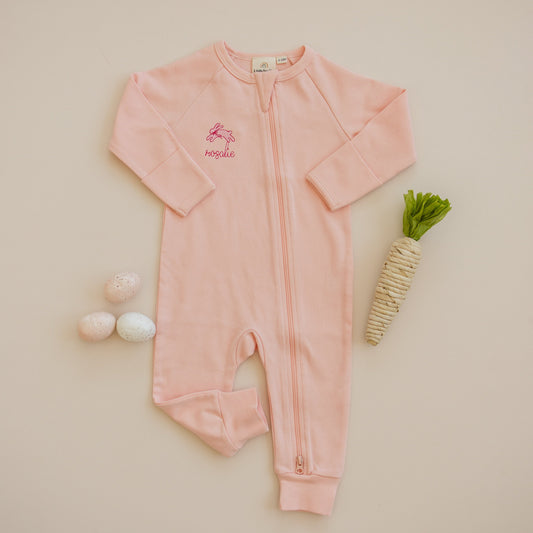 Blank Organic Cotton Zippy Romper - Pink