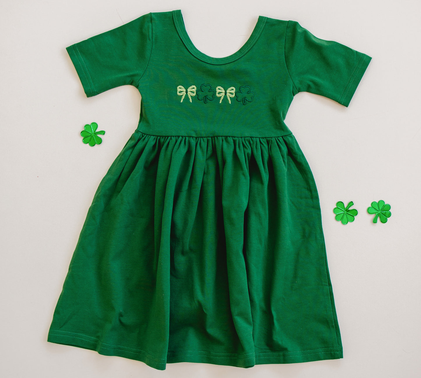 Organic Cotton Twirl Dress - Red St. Patrick's Green