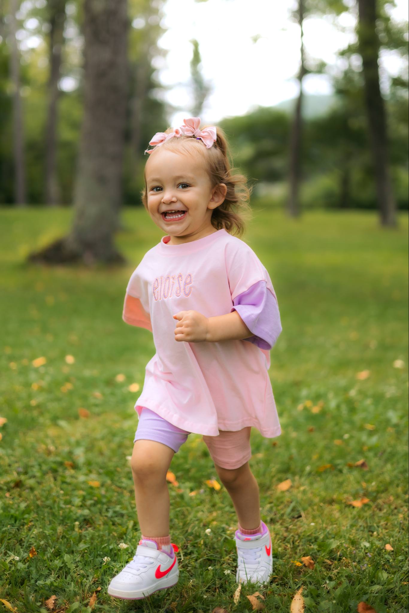 Colorblock T-Shirt Romper or Oversized Tee & Biker Set - Pink & Purple