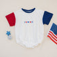 4th of July Colorblock T-Shirt Bubble Romper - Red White & Blue