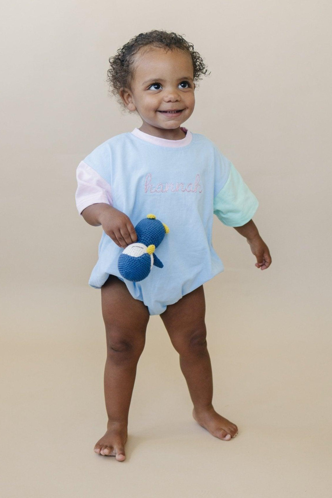 Colorblock T-Shirt Romper - Blue Pastel