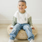 Colorblock Crewneck Sweatshirt - White & Sage