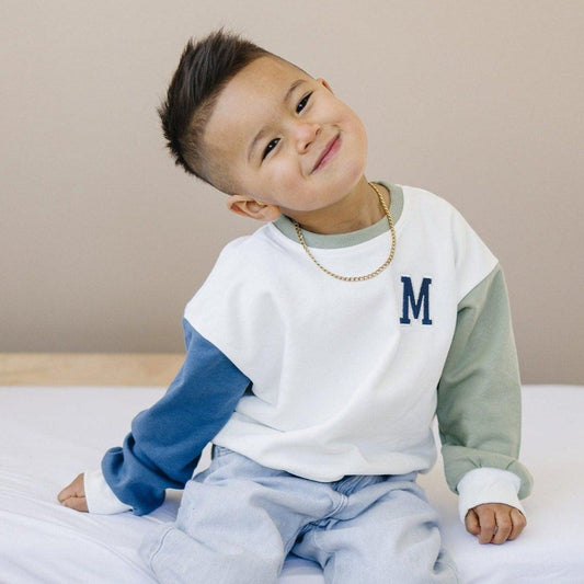 Custom Embroidered Colorblock Crewneck Sweatshirt - Little Joy Co.