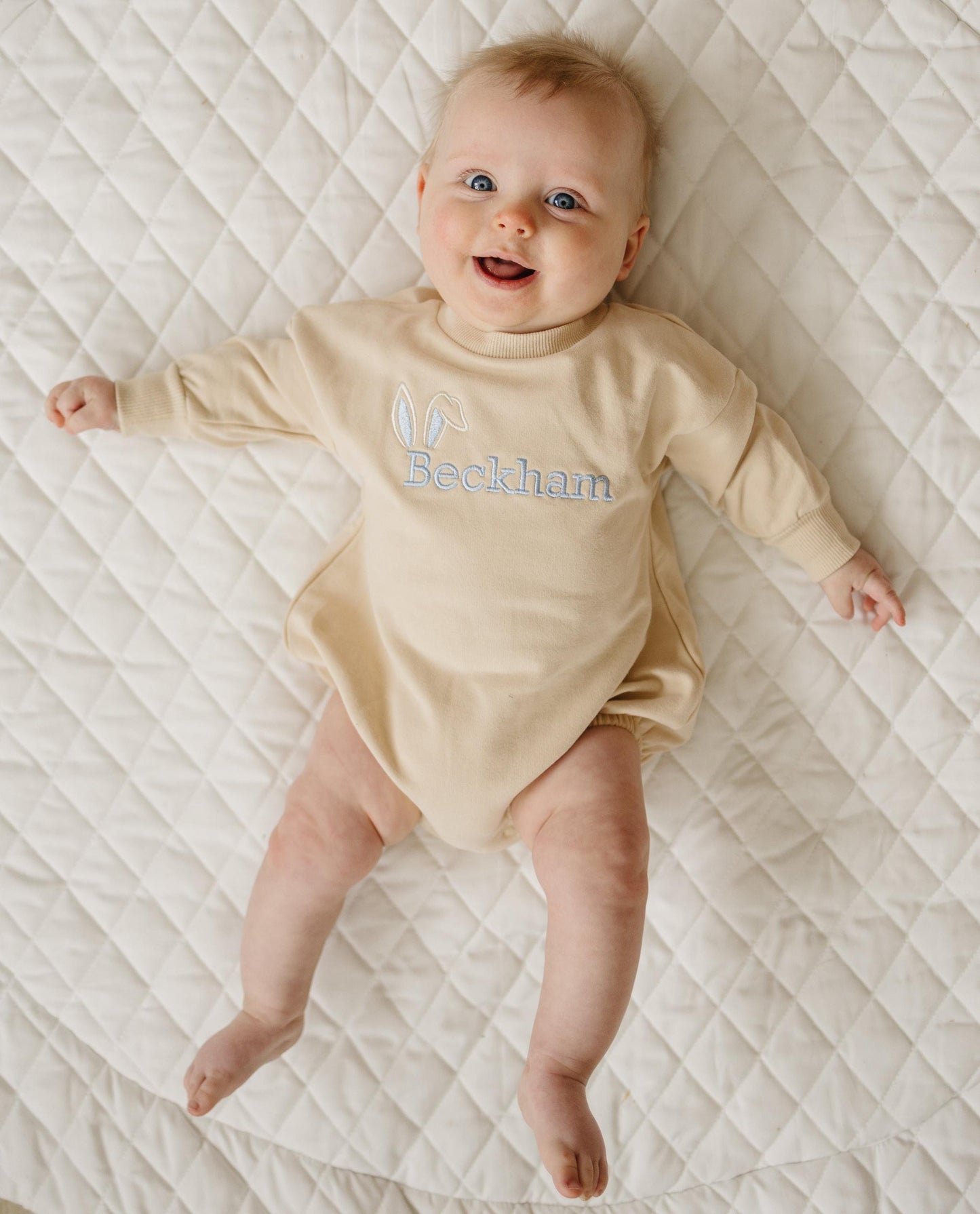 Organic Cotton Sweatshirt Bubble Romper - Sage or Cream