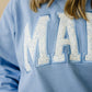 MAMA Applique Crewneck Sweatshirt - Blue Toile Print
