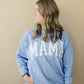 MAMA Applique Crewneck Sweatshirt - Blue Toile Print
