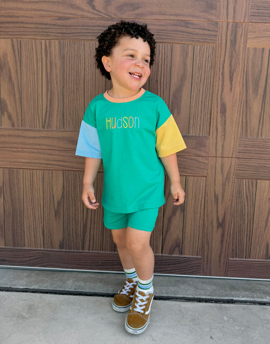 Organic Cotton Colorblock Tee and Shorts Set