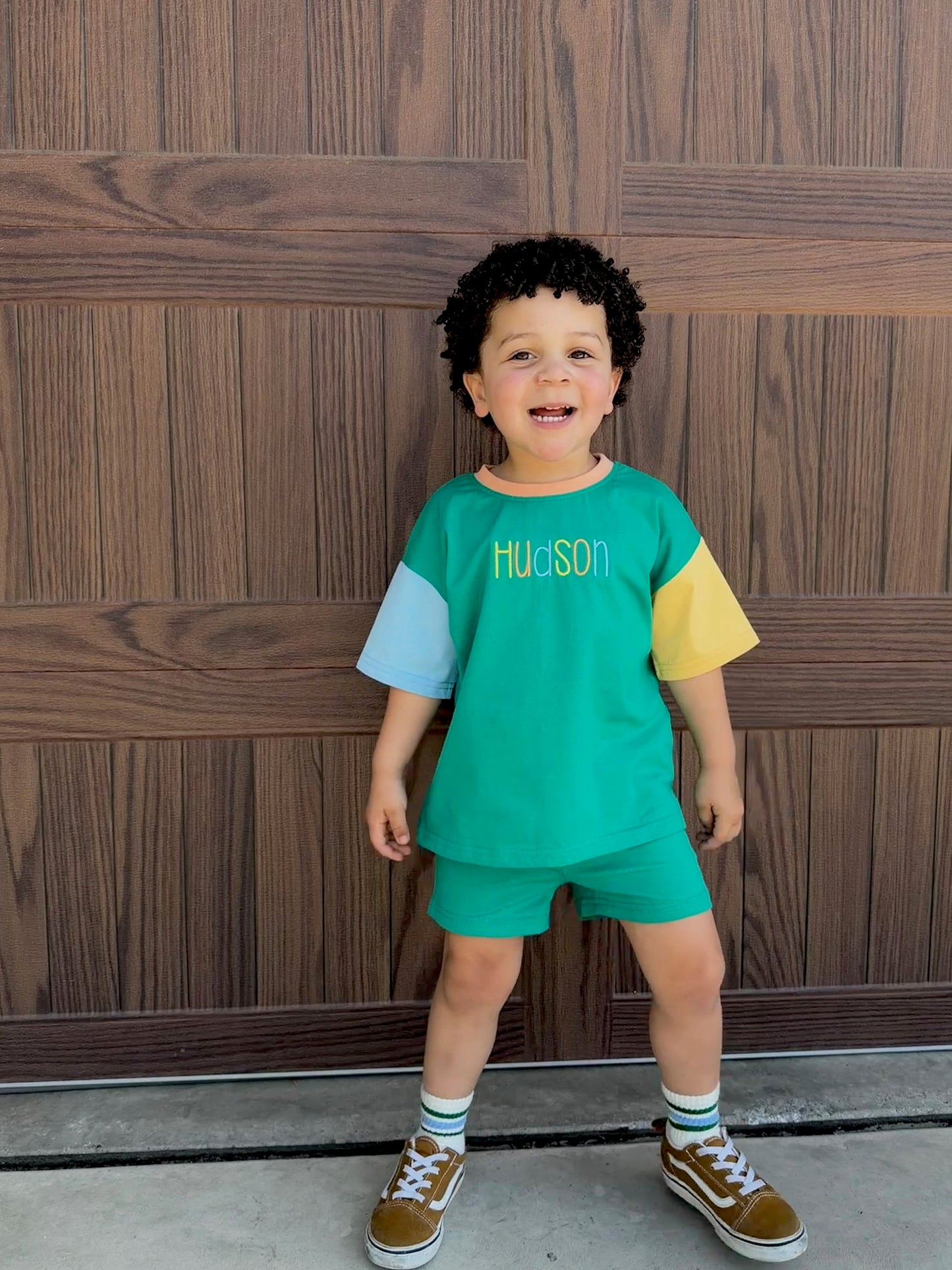 Organic Cotton Colorblock Tee and Shorts Set